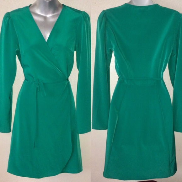 Stunning TOPSHOP Forest Green Silky Wrapped Dress - Picture 6 of 6